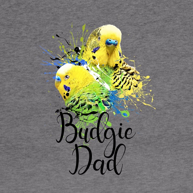 Color Splatter Budgie Parrot Dad White by BirdNerd